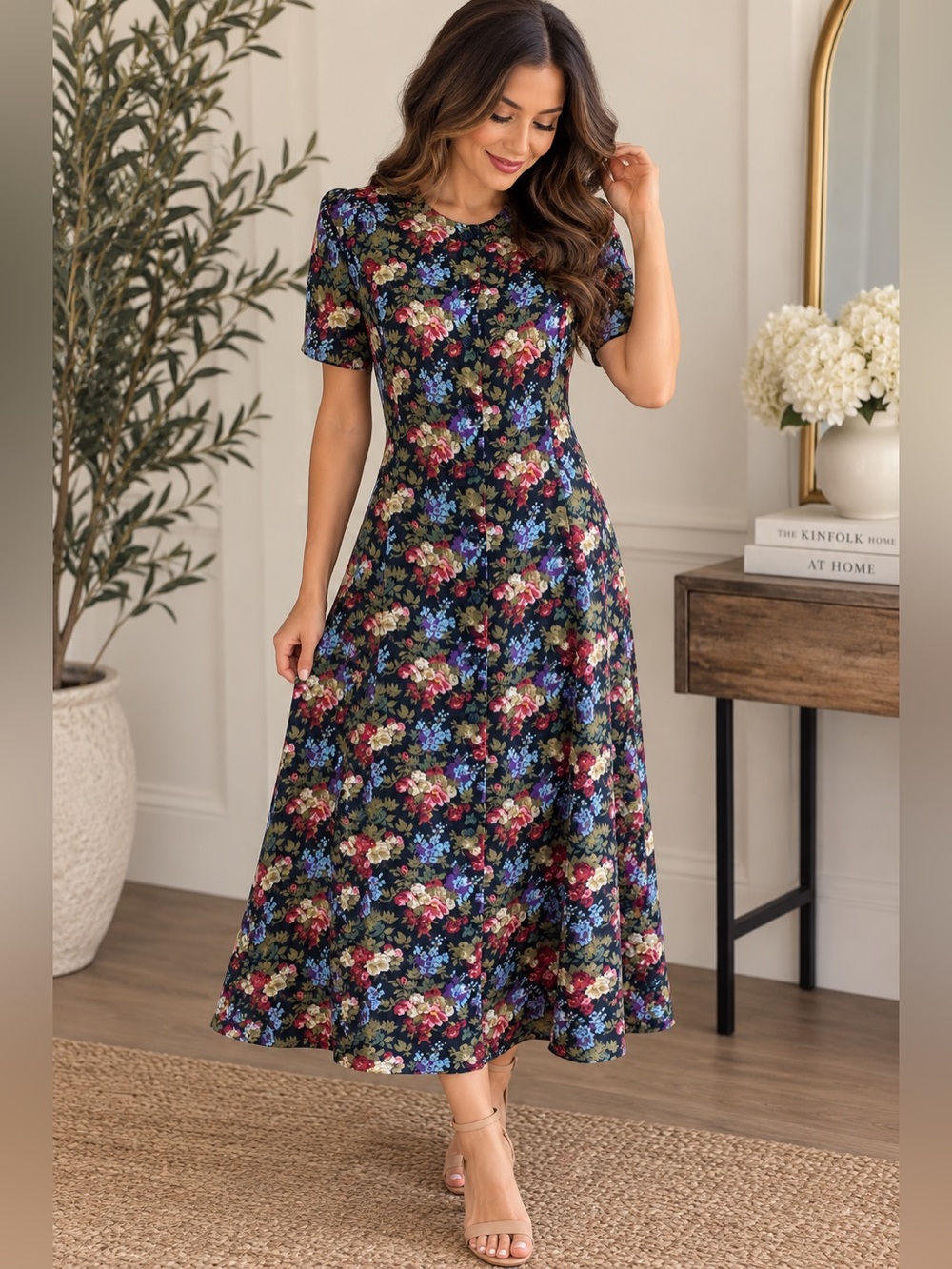 Vintage Cynthia Rowley 90's Y2K Floral Day Dress